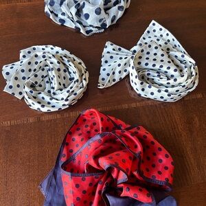 Elegant Polka Dot Scarf Set - Red, White, and Blue lots of four items